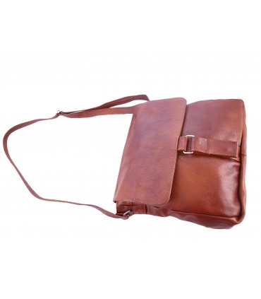 Skórzana brązowo-ruda listonoszka