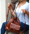 Handbag Backpack Natural leather Brown Cognac