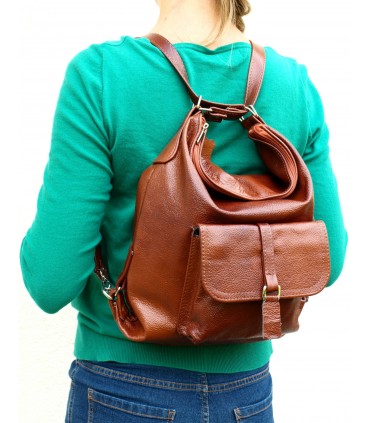 Handbag Backpack Natural leather Brown Cognac