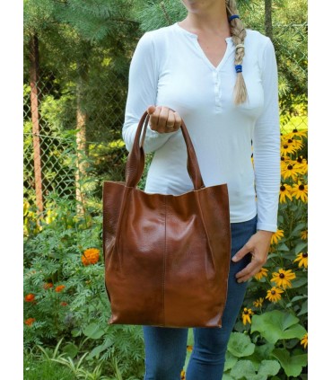 Braune Lederhandtasche / Shopper / Aktentasche