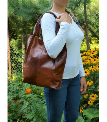 Braune Lederhandtasche / Shopper / Aktentasche