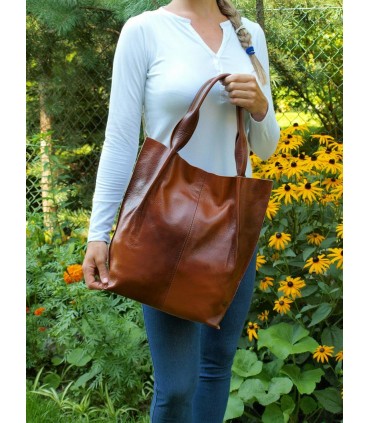 Braune Lederhandtasche / Shopper / Aktentasche