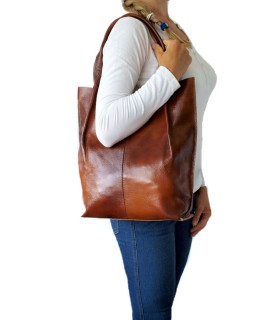 Cognac,Brown leather bag / shopper / briefcase