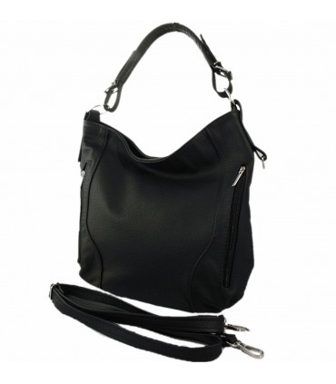 Skórzana czarna torebka listonoszka z zamkami