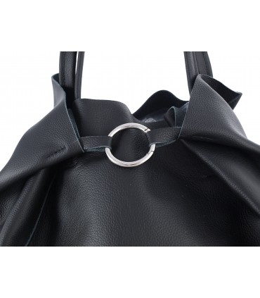 2in1 schwarze Lederhandtasche mit Kosmetiktasche