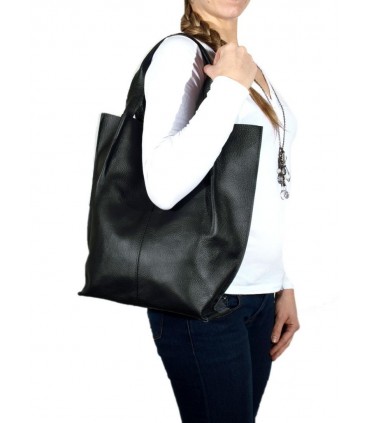Skórzana czarna torebka/shopper/aktówka