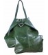 2in1 leather green bag with a cosmetic bag, weekend purse, oversized purse