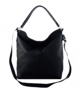black leather handbag, hobo leather bag, black soft leather, handbag with belt, zippered