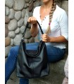 black leather handbag, hobo leather bag, black soft leather, handbag with belt, zippered