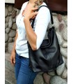 Black leather handbag / bag / crossbody bag