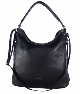 Black leather handbag, leather bag with a belt, soft leather