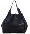 Leather tote Bag, Leather black oversized handbag, 2-in-1 model with a cosmetic bag