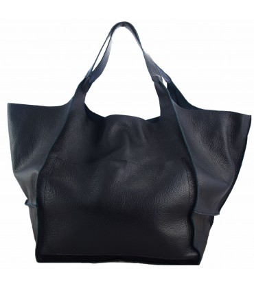 Leather tote Bag, Leather black oversized handbag, 2-in-1 model with a cosmetic bag