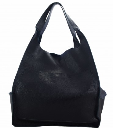 Leather tote Bag, Leather black oversized handbag, 2-in-1 model with a cosmetic bag