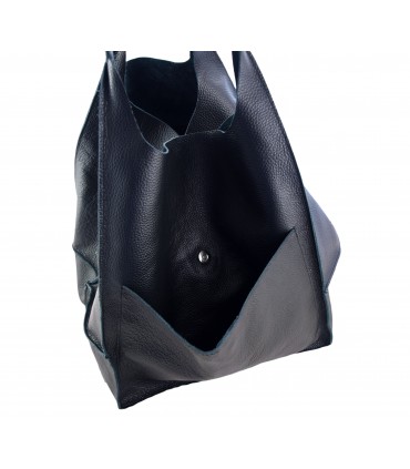 Leather tote Bag, Leather black oversized handbag, 2-in-1 model with a cosmetic bag