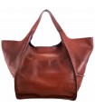 Leather tote Bag, Leather brown cognac oversized handbag, 2-in-1 model with a cosmetic bag