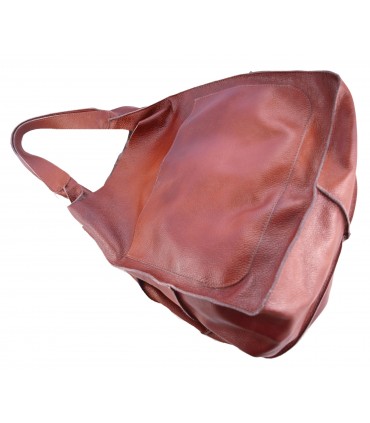 Leather tote Bag, Leather brown cognac oversized handbag, 2-in-1 model with a cosmetic bag