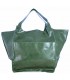 Leather tote Bag, Leather green oversized handbag, 2-in-1 model with a cosmetic bag