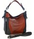 Leather Cognac  and black crossbody bag with zippers