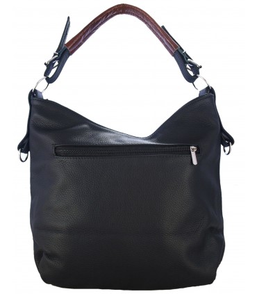 Skórzana brązowo-czarna torebka listonoszka z zamkami