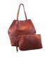Leather Cognac 2in1 bag with a cosmetic bag,oversize handbag