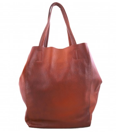 Leather Cognac 2in1 bag with a cosmetic bag,oversize handbag