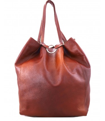 Leather Cognac 2in1 bag with a cosmetic bag,oversize handbag