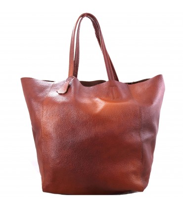 Leather Cognac 2in1 bag with a cosmetic bag,oversize handbag