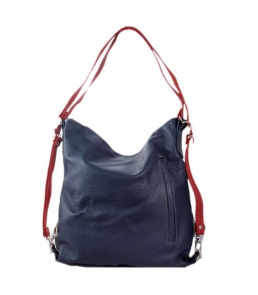 Skórzana granatowa marynarska torebka/plecak/worek