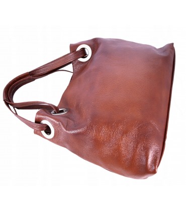 Skórzana brązowo-ruda torebka/aktówka/shopper