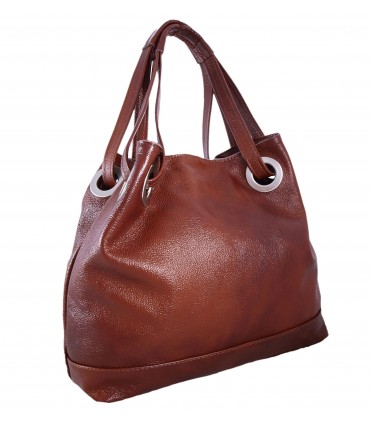 Skórzana brązowo-ruda torebka/aktówka/shopper