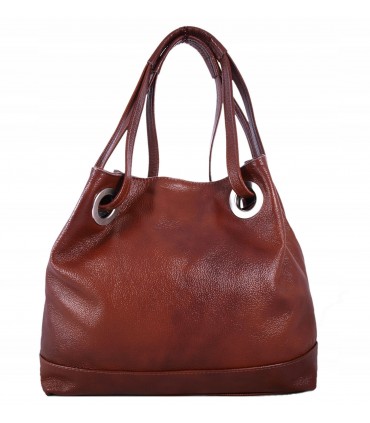 Skórzana brązowo-ruda torebka/aktówka/shopper