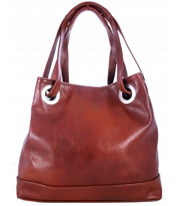 Skórzana brązowo-ruda torebka/aktówka/shopper