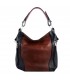 Leather Cognac  and black crossbody bag with zippers