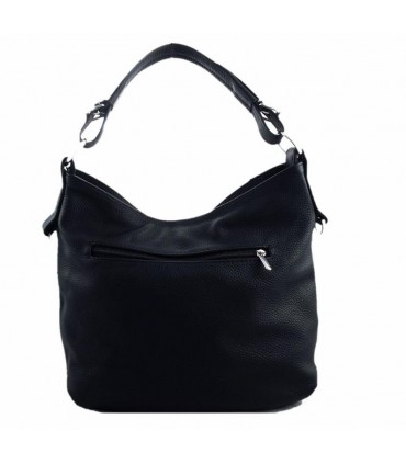 Skórzana czarna torebka listonoszka z zamkami