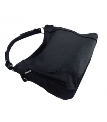 Skórzana czarna torebka listonoszka z zamkami