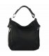 Black leather crossbody bag with zippers