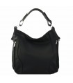 Black leather crossbody bag with zippers