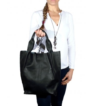 Skórzana czarna torebka/shopper/aktówka
