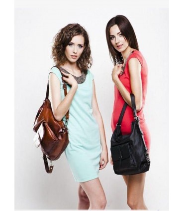 Handbag Backpack Natural leather Brown Cognac