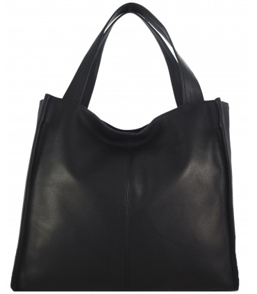 Umhängetasche aus schwarzem Leder, Shopper aus Leder, Aktentasche