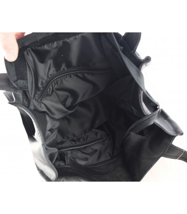 Umhängetasche aus schwarzem Leder, Shopper aus Leder, Aktentasche