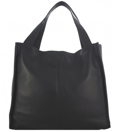 Umhängetasche aus schwarzem Leder, Shopper aus Leder, Aktentasche