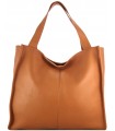 Camel Leather Tote Bag, Leather Shoulder Shopper, Large Leather Tote Bag