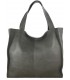 Gray Leather Tote Bag, Leather Shoulder Shopper, Large Leather Tote Bag