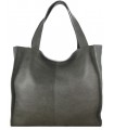 Gray Leather Tote Bag, Leather Shoulder Shopper, Large Leather Tote Bag