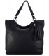 Black Leather bag, model 2in1, Leather Tote Bag, Soft leather,with fringe,