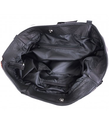 Black Leather bag, model 2in1, Leather Tote Bag, Soft leather,with fringe,