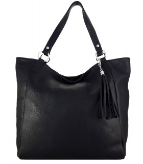 Black Leather bag, model 2in1, Leather Tote Bag, Soft leather,with fringe,